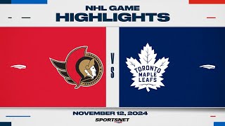 NHL Highlights  Senators vs Maple Leafs  November 12 2024 [upl. by Gerstein394]