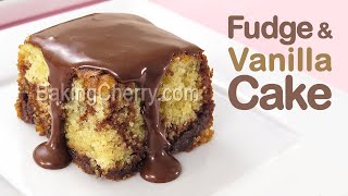 CHOCOLATE FUDGE VANILLA CAKE with Chocolate Ganache  Soft and Fluffy Cake Recipe  Baking Cherry [upl. by Seen]