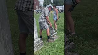 Headstone Repair with Jonathan Appell cemetery headstones [upl. by Stace709]