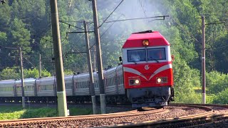 ТЭП70БС004 СПБ  Калининград  TEP70BS004 with a passenger train [upl. by Lyret]