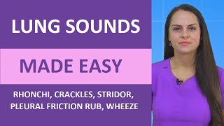 Lung Sounds Made Easy Nursing  Rhonchi Stridor Wheeze Crackles Pleural Friction Rub NGN NCLEX [upl. by Acinomad]