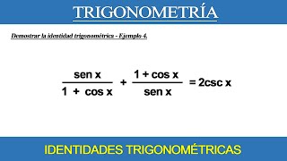 IDENTIDADES TRIGONOMÉTRICAS  EJEMPLO 4 [upl. by Hamil]