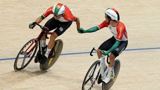 Portugals Rui Oliviera amp Iuri Leitao winning gold mens madison track cycling Paris Olympics 2024 [upl. by Nnylamme]