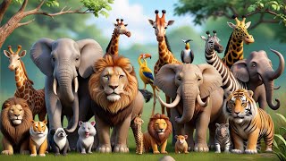 Cartoon Animal Sounds Compilation Bear Rhino Chicken Cow Pig Rhino Lion Elephant Deer [upl. by Ginni]