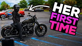 Her First Time Riding a Harley Davidson Iron 883 2022 [upl. by Cruce]