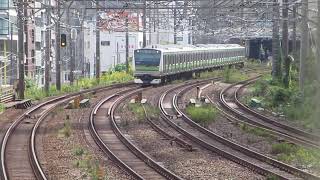 回8849M 横浜線 E233系 6000番台 クラ H009 編成 恵比寿〜渋谷 通過 東京総車 出場 TK 鎌倉車両センター 山手貨物線 四反道跨線人道橋 3086レ NEX 20241022 [upl. by Razec]