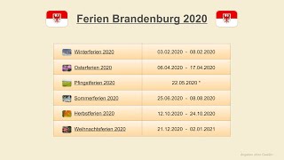 Ferien Brandenburg 2020 [upl. by Landan]