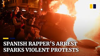 Violent protests in Spain after rapper Pablo Hasel arrested for antimonarchy songs [upl. by Marcelia]