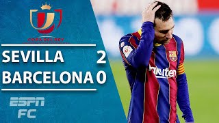 Sevilla beat Lionel Messi and Barcelona in Copa del Rey semifinal first leg  ESPN FC Highlights [upl. by Nnazil]