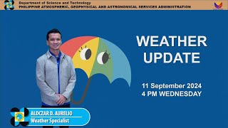 Public Weather Forecast issued at 4PM  September 11 2024  Wednesday [upl. by Tebasile]