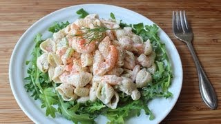 Shrimp amp Pasta Shells Salad  Cold Macaroni Salad with Shrimp Recipe [upl. by Kela]