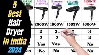 Top 5 Best Hair Dryer In India 2024  Agaro vs Vega vs Havells vs Beurer vs Ikonic Hair Dryer 2024 [upl. by Joscelin387]