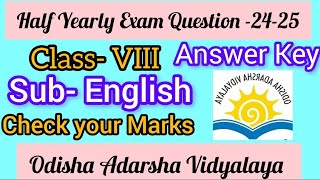 OAVs Class8th English Half Yearly Exam2425 Question amp AnswerCheck your marksCbseOav [upl. by Sel66]