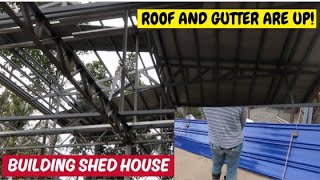 INSTALLING The ROOF And GUTTER  Building House In the Philippines  Aussie Filipina Simple Living [upl. by Jephthah]