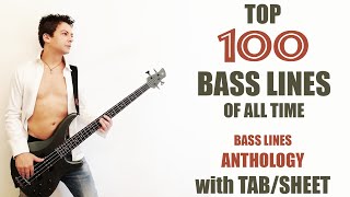 Top 100 BASS LINES of ALL TIME with TABS  SHEET  Iconic Best Bass Riffs Songs Anthology [upl. by Durand891]