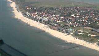 Inselrundflug mit Seitenwindlandung Wangerooge in Full HD [upl. by Haslett]