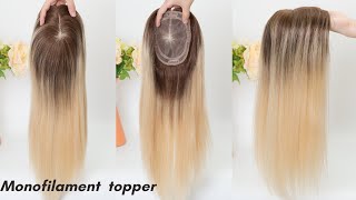 Monofilament topperhair toppers fully hand made topper comfortable mesh toppers [upl. by Yemrots]