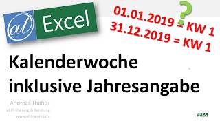 Kalenderwoche inklusive Jahr anzeigen  31122018  201901  Excel [upl. by Jamima286]