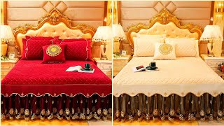 Luxury Stylish Fancy Frilly Lace Up Bedsheets Pellow Cushion Design [upl. by Jaella158]