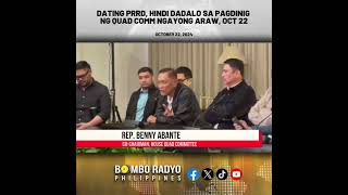 Dating PRRD hindi dadalo sa pagdinig ng Quad Comm ngayong araw Oct 22  Bombo Radyo [upl. by Enytsirhc]