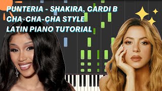 Shakira Cardi B  Punteria  latin piano tutorial [upl. by Attinahs248]