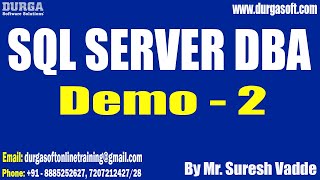 SQL SERVER DBA tutorials  Demo  2  by Mr Suresh Vadde On 07112024 8AM IST [upl. by Batholomew342]