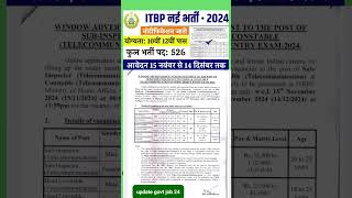 ITBP NEW VACANCY 2025 Notification 👆👆 [upl. by Mccall]