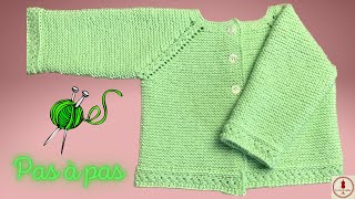 🧶CARDIGAN TRICOT BEBE 69 MOIS  ⚠️LIRE LA DESCRIPTION⚠️Pour le nombre de mailles [upl. by Yme325]