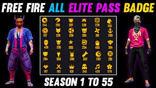 FREE FIRE ALL ELITE PASS BADGE  SEASON 1 TO 53 ALL ELITE PASS BADGE  FREE FIRE ELITE PASS BADGE [upl. by Hanzelin]