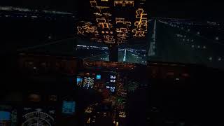 COCKPIT NIGHT LANDING IN THE BOEING 767 boeing pilot airlines airplane shorts [upl. by Asseral]