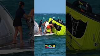 Yacht loses life raft at Haulover Inlet  Wavy Boats [upl. by Ebonee]