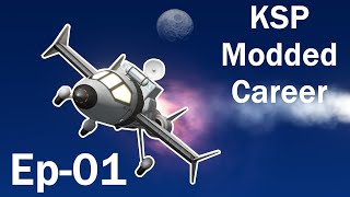 KSP Modded Career Ep1 Rocket Planes amp Munar flybys [upl. by Ahseniuq]