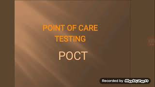 Point of care testing POCT Lecture [upl. by Yecaj]