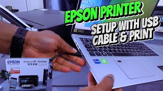 How To Connect Epson WF2910DWF Printer To Computer With USB Cable and Print Test Page [upl. by Butte248]