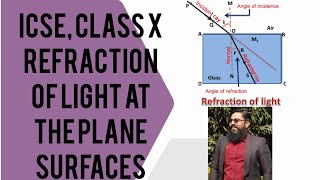 ICSE CLASS10 PHYSICS quotREFRACTION OF LIGHT THROUGH THE PLANE SURFACES [upl. by Abdel]