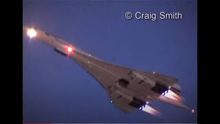 Concorde Twilight Takeoff with visible reheatafterburners [upl. by Ahola]