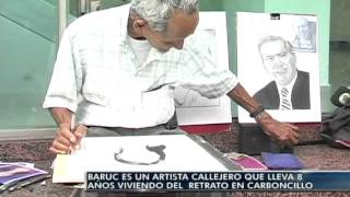 Baruc es un artista callejero que lleva 8 años viviendo del retrato en carboncillo [upl. by Lisabet]