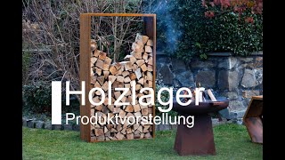 Holzlager aus Cortenstahl von Metallgarten  Produktvorstellung mit Details [upl. by O'Driscoll286]