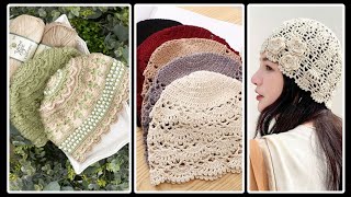 Top most attractive and stylish crochet brimmed hat ideas  crochet newsboy hats for ladies [upl. by Navinod]