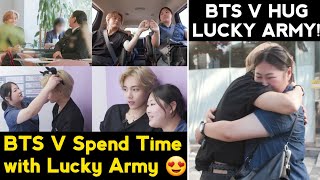 BTS V Spend Time with Lucky BTS Army 😍 V Hug a Cute Army 🤗 BTS V in Dingo Story Explain 😱 bts kpop [upl. by Lamprey419]