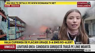 Incendiu puternic cu degajări mari de fum la un depozit de materiale de construcţii din Craiova [upl. by Nylassej]