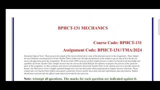 bphct 131 Solved assignment 2024  ignou bphct 131 solved assignment 2024  pdf wtsp 8228091239 [upl. by Eluj]