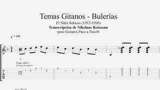 Temas Gitanos  Bulerías Sabicas Tablatura por Jesús Amaya [upl. by Emorej994]