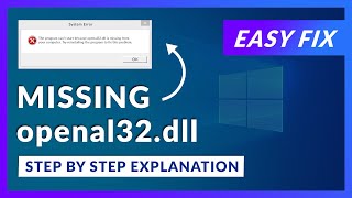 openal32dll Missing Error  How to Fix  2 Fixes  2021 [upl. by Airdnaid]