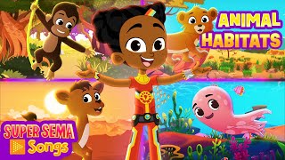 🦁 ANIMAL HABITATS song with Super Sema 🎶 Educational Kids Songs [upl. by Alikat788]