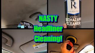 Smoke Stained NASTY Headliner Cleaning Techniques  Royal Reflections Aftermath Biohazard Cleaner [upl. by Auvil]