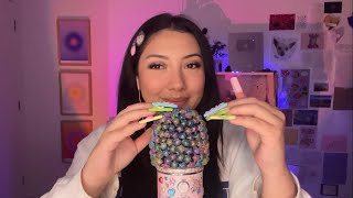 ASMR nail clacking and tapping mic scratching mouth sounds 🍭⭐️🩵🎀💅 [upl. by Rodrich]