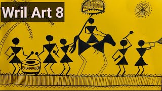 How to draw warli painting tribal art for beginners design [upl. by Whitford]