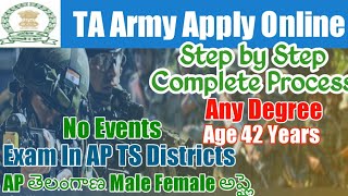 Territory Army Officer Form Fill 2023 TeluguTerritorial Army Apply OnlineTA Army Application form [upl. by Eisle712]