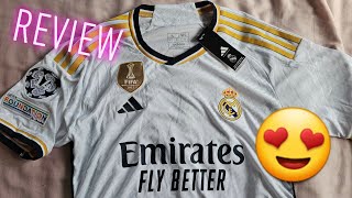 REAL MADRID 20232024 HOME JERSEY PLAYER VERSION FROM DHGATE REVIEW 🔥 [upl. by Sineray]